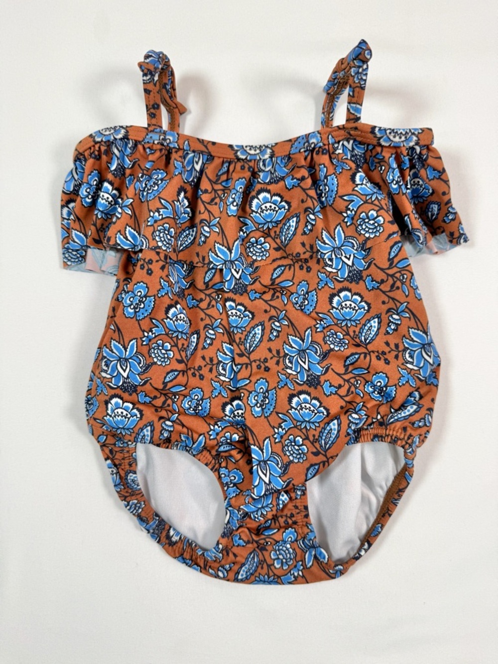 JANIE AND JACK Girls One Piece Swimsuit Floral Ruffle 3-6M Boho Summer Cottage